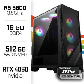 PC Gamer POWERED BY MSI Ryzen 5 5600/16GB/512GB SSD/RTX4060 POWERED BY MSI UltraPC, Ultra Pc Gamer Maroc