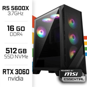 PC Gamer POWERED BY MSI Ryzen 5 5600X/16GB/512GB SSD/RTX3060 12GB POWERED BY MSI UltraPC, Ultra Pc Gamer Maroc