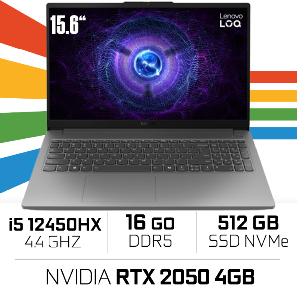 LENOVO LOQ 15IAX9E Intel i5-12450HX/16GB DDR5/512GB SSD/15.6″ 144Hz/RTX 2050 4GB PC Portables Gamer Lenovo, Ultra Pc Gamer Maroc