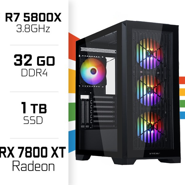 PC Gamer UltraPC Ryzen 7 5800X/1TB SSD/32GB/RX7800XT 16GB PC Gamer Avancé UltraPC, Ultra Pc Gamer Maroc