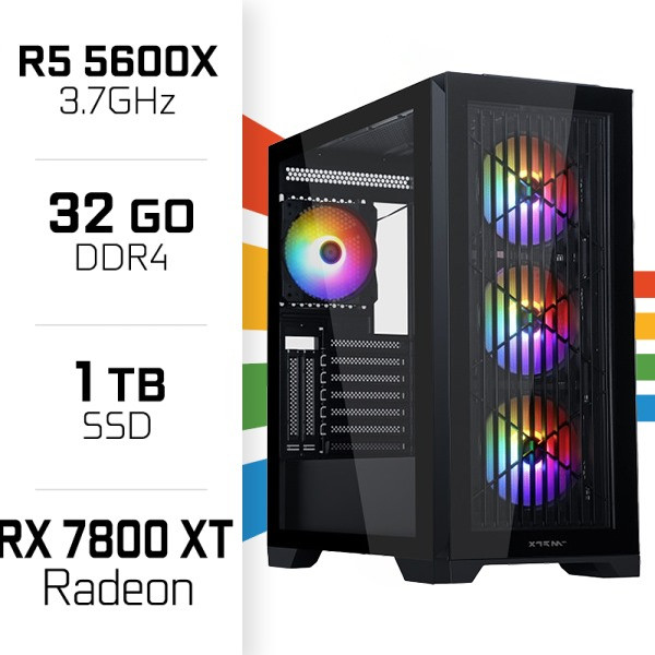 PC Gamer UltraPC Ryzen 5 5600X/1TB SSD/32GB/RX7800XT 16GB PC Gamer Avancé UltraPC, Ultra Pc Gamer Maroc