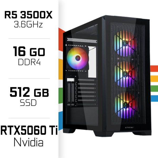 PC Gamer Ryzen 5 3500X/16GB/512GB SSD/RTX5060Ti 8GB PC Gamer Avancé UltraPC, Ultra Pc Gamer Maroc
