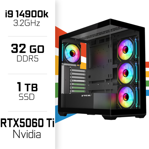 PC Gamer i9 14900K/1TB SSD/32GB DDR5/RTX5060TI 8GB PC Gamer Avancé UltraPC, Ultra Pc Gamer Maroc