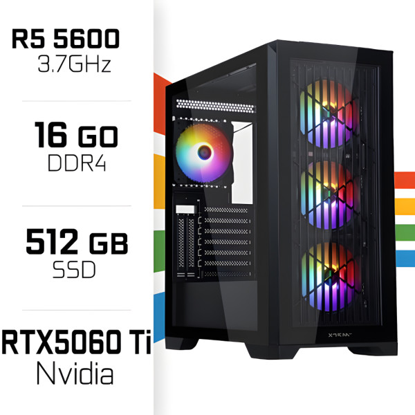 PC Gamer Ryzen 5 5600/16GB/512GB SSD/RTX5060Ti 8GB PC Gamer Avancé UltraPC, Ultra Pc Gamer Maroc