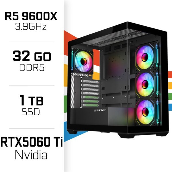 PC Gamer UltraPC Ryzen 5 9600X/32GB DDR5/1TB SSD/RTX5060TI 8GB PC Gamer Avancé UltraPC, Ultra Pc Gamer Maroc