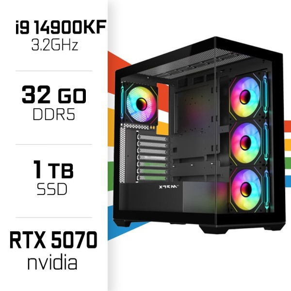 PC Gamer i9 14900KF/1TB SSD/32GB DDR5/RTX5070 PC Gamer Avancé UltraPC, Ultra Pc Gamer Maroc