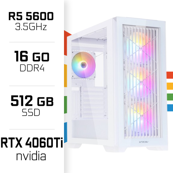 PC Gamer Ryzen 5 5600/16GB/512GB SSD/RTX4060Ti 16GB PC Gamer Avancé UltraPC, Ultra Pc Gamer Maroc
