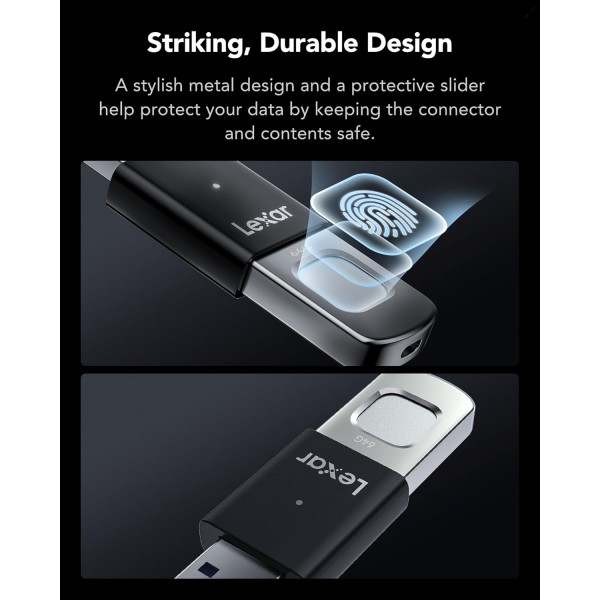Lexar JumpDrive Fingerprint F35 Pro 3.0 64GB Clé USB Stockage externe Lexar, Ultra Pc Gamer Maroc