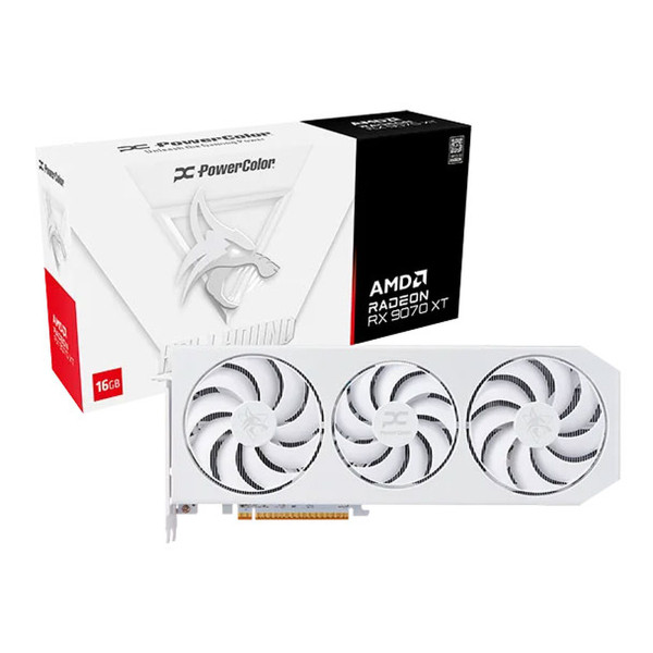 PowerColor Hellhound Spectral White AMD Radeon RX 9070 XT 16GB OC AMD Powercolor, Ultra Pc Gamer Maroc