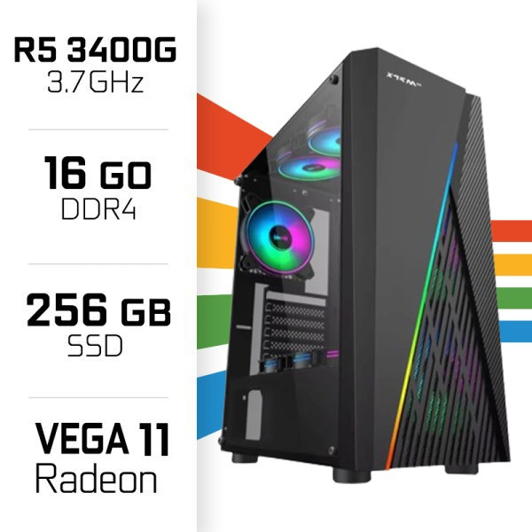 PC Gamer UltraPC II 3400G/256GB SSD/16GB/Radeon Vega11 PC Gamer Standard UltraPC, Ultra Pc Gamer Maroc