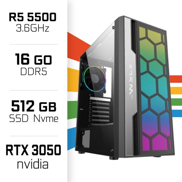 PC Gamer UltraPC Ryzen 5 5500 /16GB/512GB SSD/RTX3050 6GB PC Gamer Standard UltraPC, Ultra Pc Gamer Maroc