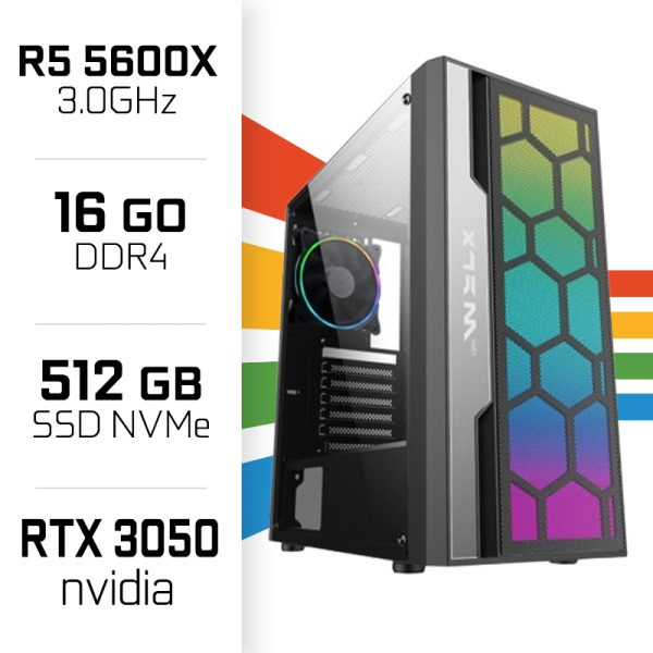 PC Gamer UltraPC Ryzen 5 5600X/16GB/512GB SSD/RTX3050 6GB PC Gamer Avancé UltraPC, Ultra Pc Gamer Maroc