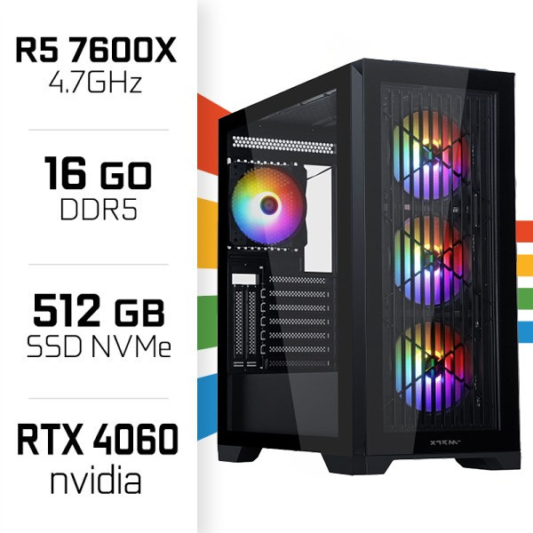 PC Gamer UltraPC Ryzen 5 7600X/16GB DDR5/512GB SSD/RTX4060 PC Gamer Avancé UltraPC, Ultra Pc Gamer Maroc