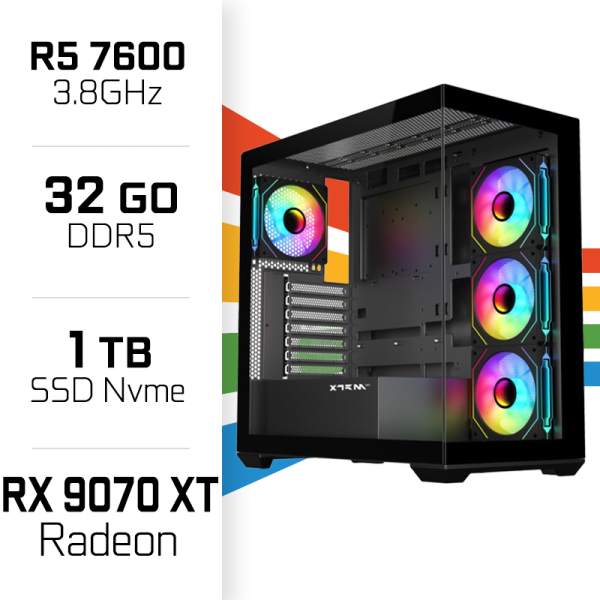 PC Gamer UltraPC Ryzen 5 7600/1TB SSD/32GB DDR5/RX9070XT PC Gamer Avancé UltraPC, Ultra Pc Gamer Maroc