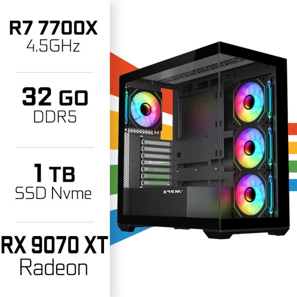 PC Gamer UltraPC Ryzen 7 7700X/1TB SSD/32GB DDR5/RX9070XT PC Gamer Avancé UltraPC, Ultra Pc Gamer Maroc