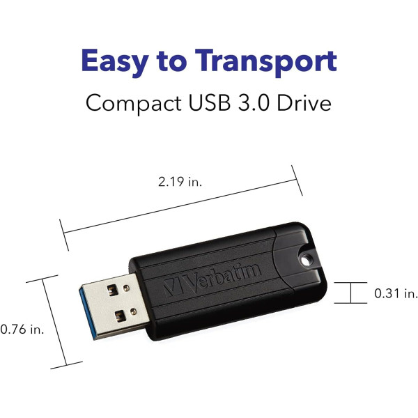 Verbatim Clé USB PinStripe 3.0 de 128 Go Noire Stockage externe VERBATIM, Ultra Pc Gamer Maroc