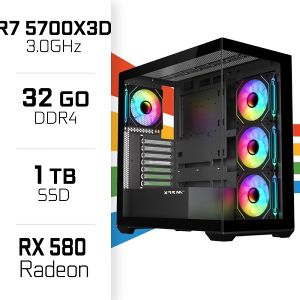 PC Gamer UltraPC Ryzen 7 5700X3D/1TB SSD/32GB/RX580 PC Gamer Avancé UltraPC, Ultra Pc Gamer Maroc