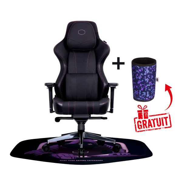 Bundle Caliber X2 Black + CH510 Cup Holder (Purple CAMO) + FM510 Gaming Chair Floor Mat Chaise gamer Cooler Master, Ultra Pc ...