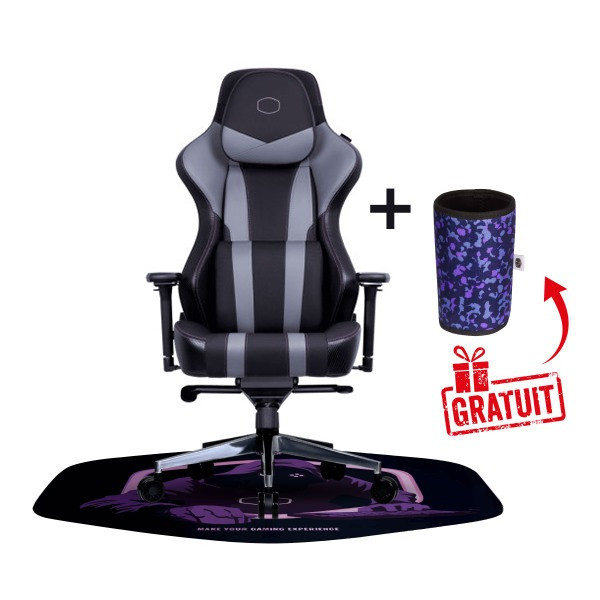Bundle Caliber X2 Gray + CH510 Cup Holder (Purple CAMO) + M510 Gaming Chair Floor Mat Chaise gamer Cooler Master, Ultra Pc Ga...