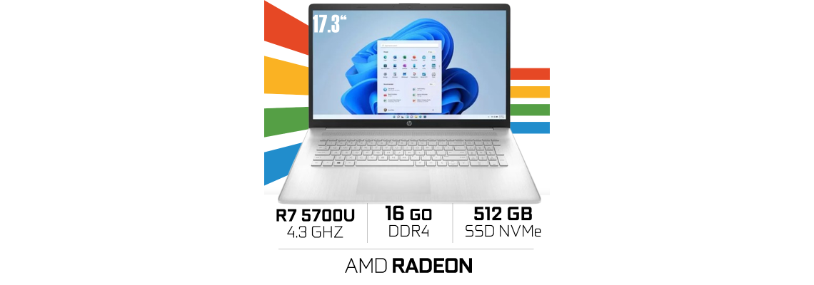 HP 17-cp0308nf AMD Ryzen 7 5700U / 16GB...