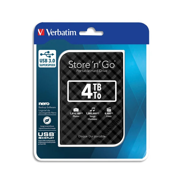 VERBATIM 53223 USB 3.0 4TB 2.5" Disques SSD VERBATIM, Ultra Pc Gamer Maroc
