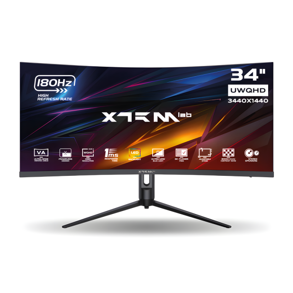 XTRMLAB X34G18VCQ 34" 180Hz Curved WQHD Moniteurs XTRMLAB, Ultra Pc Gamer Maroc