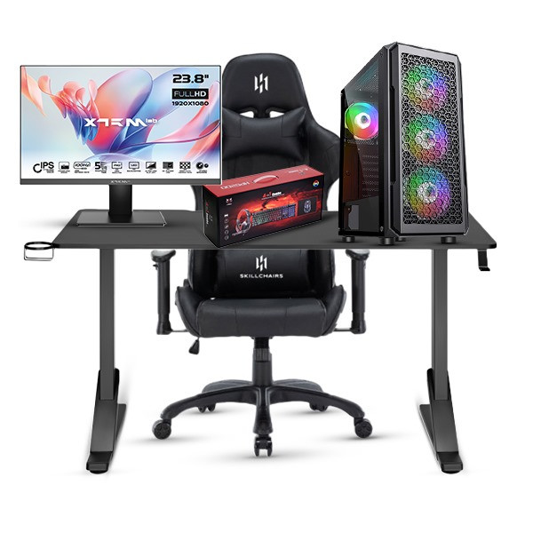 FULL SETUP Gamer UltraPC R5 5500 RTX3060 12GB + X24B10IFF 23.8" 100Hz IPS + HPG200 PACK 4in1 + Demon + GMD3-140 Setup Complet...