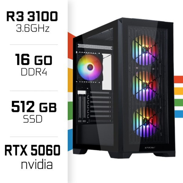 PC Gamer Ryzen 5 3100/16GB/512GB SSD/RTX5060 PC Gamer Avancé UltraPC, Ultra Pc Gamer Maroc
