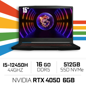 MSI GF63 12VE-016FR THIN i5-12450H/16GB/512GB SSD/RTX 4050 6GB/15.6'' Win1 (Sans emballage) PC Portables Gamer MSI, Ultra Pc ...
