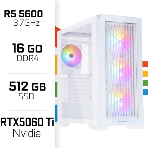 PC Gamer Ryzen 5 5600/16GB/512GB SSD/RTX5060Ti 8GB PC Gamer Avancé UltraPC, Ultra Pc Gamer Maroc