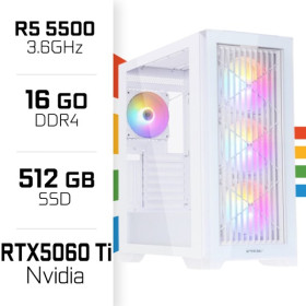 PC Gamer Ryzen 5 5500/16GB/512GB SSD/RTX5060Ti 8GB PC Gamer Avancé UltraPC, Ultra Pc Gamer Maroc