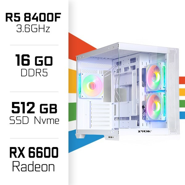 PC Gamer UltraPC Ryzen 5 8400F/512GB SSD/16GB/RX6600 PC Gamer Standard UltraPC, Ultra Pc Gamer Maroc