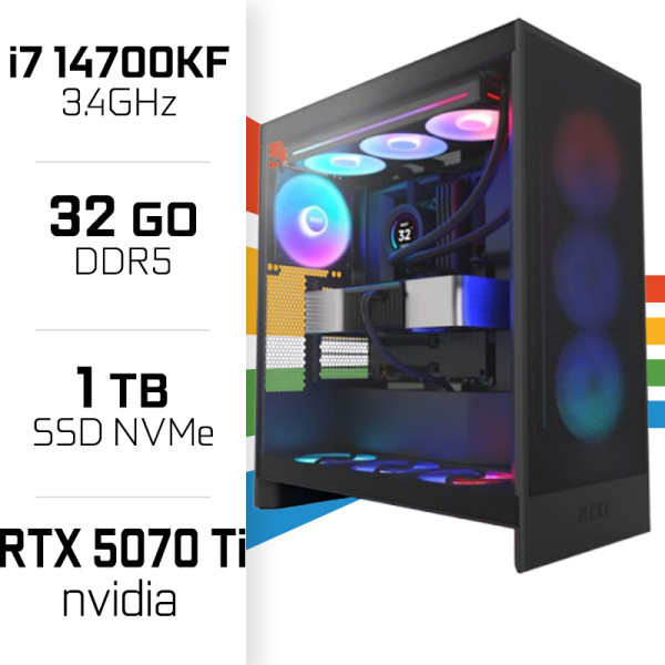 PC Gamer i7 14700KF/1TB SSD/32GB DDR5/RTX5070TI PC Gamer Avancé UltraPC, Ultra Pc Gamer Maroc