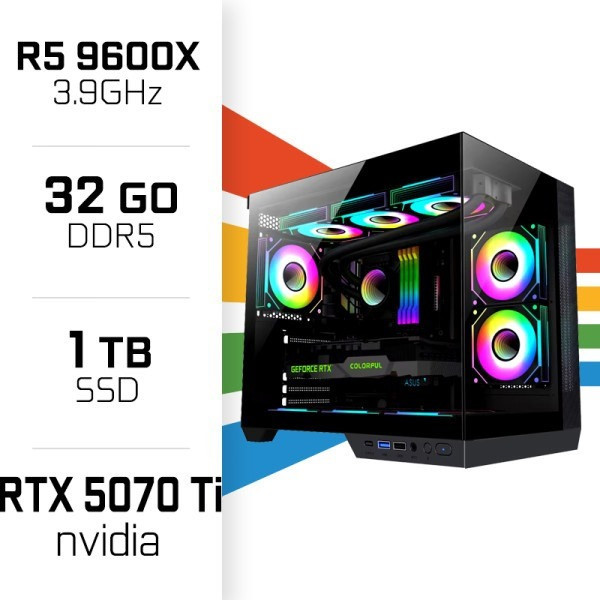 PC Gamer UltraPC Ryzen 5 9600X/32GB DDR5/1TB SSD/RTX5070 Ti PC Gamer Avancé UltraPC, Ultra Pc Gamer Maroc