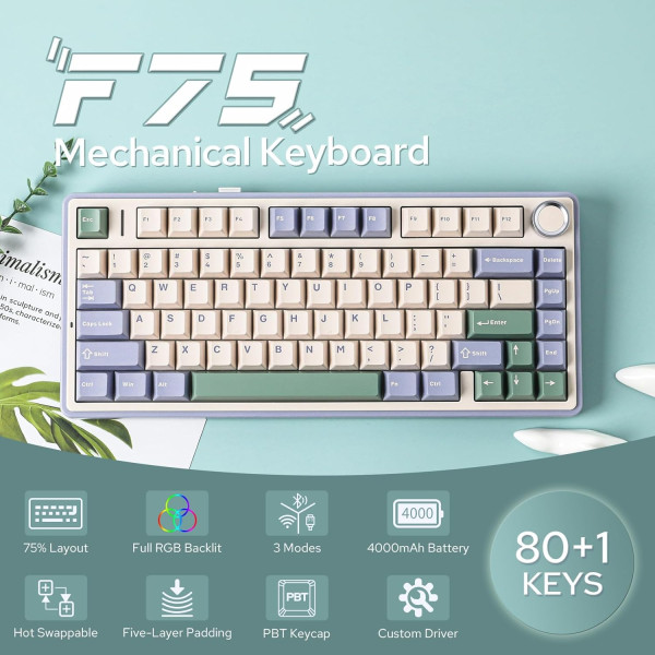 EPOMAKER x AULA F75 (White Green) Claviers EPOMAKER, Ultra Pc Gamer Maroc