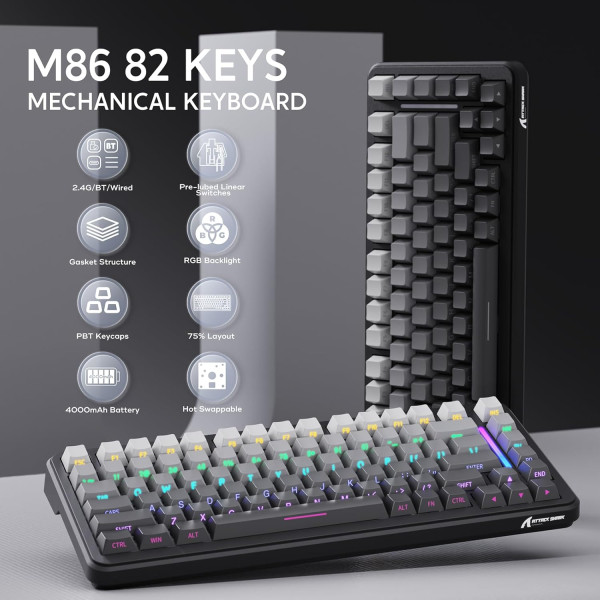 ATTACK SHARK M86 Moon night (Blueberry Switch) Claviers ATTACK SHARK, Ultra Pc Gamer Maroc