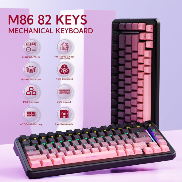 ATTACK SHARK M86 Blackberry (Blueberry Switch) Claviers ATTACK SHARK, Ultra Pc Gamer Maroc
