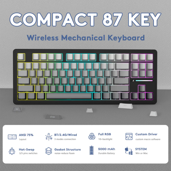 ATTACK SHARK M87Pro V2 moon night (white jade Switch) Claviers ATTACK SHARK, Ultra Pc Gamer Maroc