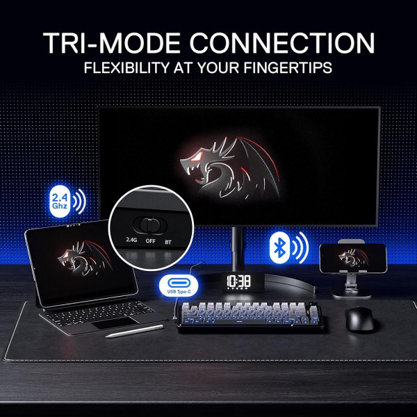 Redragon K673 PRO 75% Wireless RGB (Concrete Jungle) Claviers Redragon, Ultra Pc Gamer Maroc