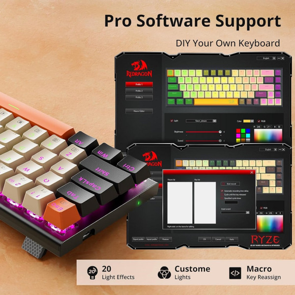 Redragon K633 60% Wired Mechanical Keyboard Claviers Redragon, Ultra Pc Gamer Maroc