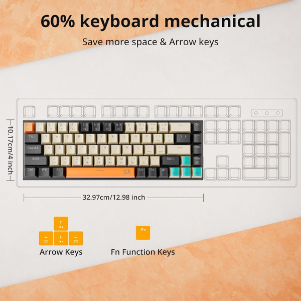 Redragon K633 60% Wired Mechanical Keyboard Claviers Redragon, Ultra Pc Gamer Maroc
