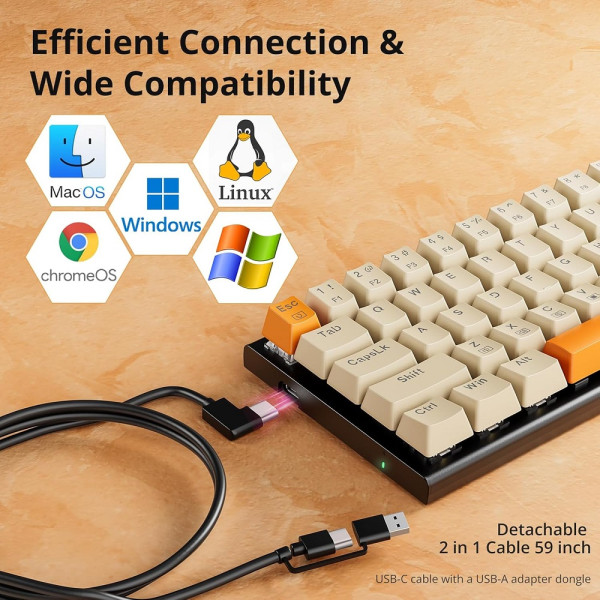 Redragon K633 60% Wired Mechanical Keyboard Claviers Redragon, Ultra Pc Gamer Maroc