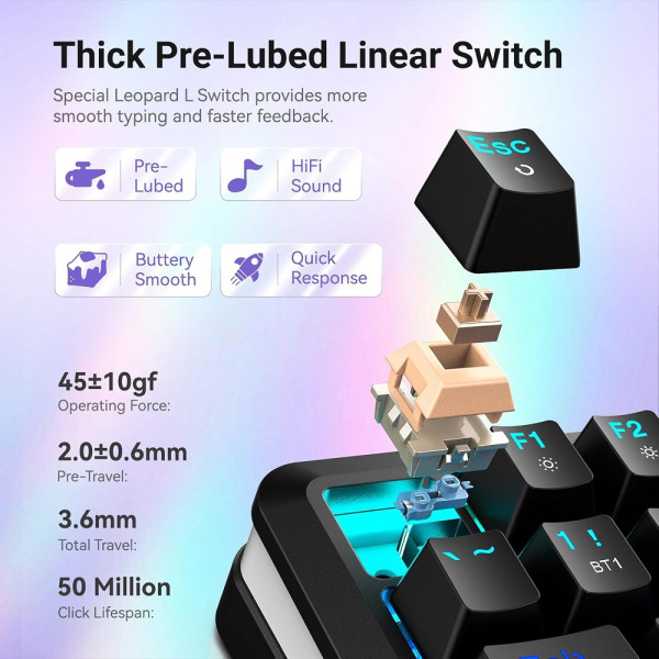 Redragon K708 Pro LCD Wireless Mechanical Keyboard (White Green) Claviers Redragon, Ultra Pc Gamer Maroc