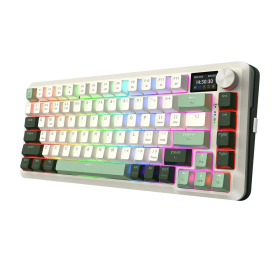 Redragon K708 Pro LCD Wireless Mechanical Keyboard (White Green) Claviers Redragon, Ultra Pc Gamer Maroc