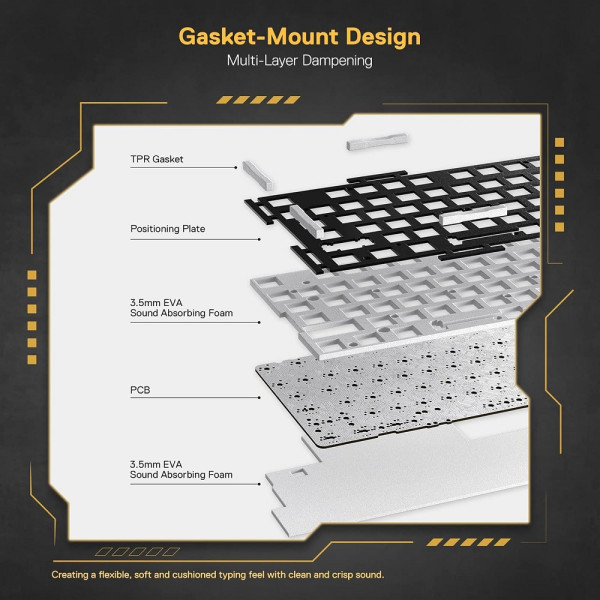 Redragon K649 78% Wired Mechanical Keyboard (Black/Yellow) Claviers Redragon, Ultra Pc Gamer Maroc