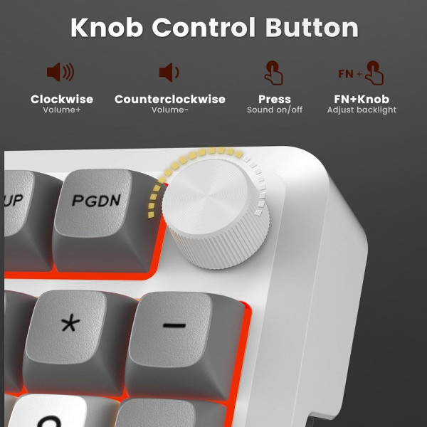 Redragon K688 Pro Wireless Mechanical Keyboard (White/Gray/Black) Claviers Redragon, Ultra Pc Gamer Maroc
