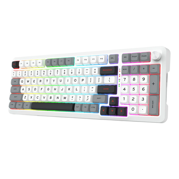 Redragon K688 Pro Wireless Mechanical Keyboard (White/Gray/Black) Claviers Redragon, Ultra Pc Gamer Maroc