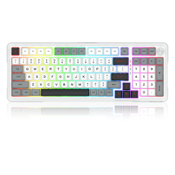 Redragon K688 Pro Wireless Mechanical Keyboard (White/Gray/Black) Claviers Redragon, Ultra Pc Gamer Maroc