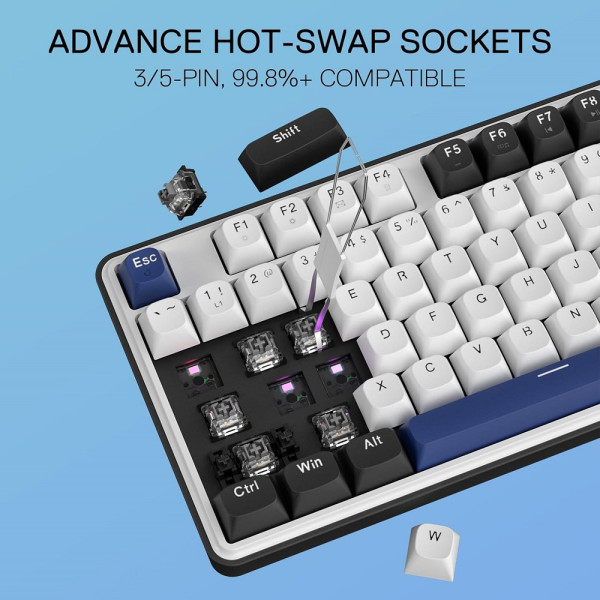 Redragon K689 Wired Mechanical Keyboard (Cerulean Polar) Claviers Redragon, Ultra Pc Gamer Maroc