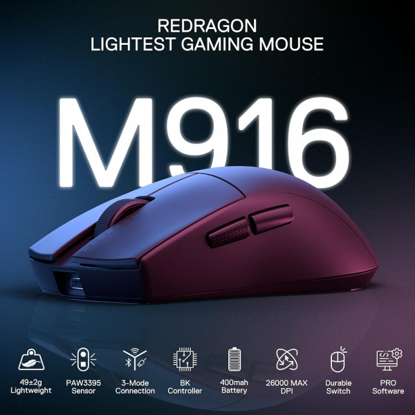 Redragon M916 PRO 1K Wireless Souris Redragon, Ultra Pc Gamer Maroc
